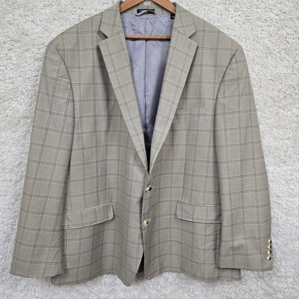 Shaquille O’Neal Sport Coat Two‎ Button Beige Windowpane 50R XLG
